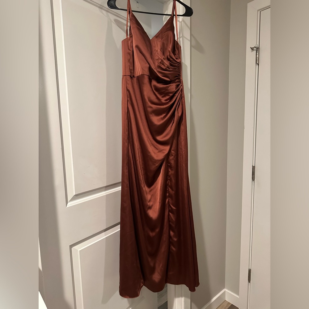 Revelry Satin Cinnamon Rose Bridesmaid Dress